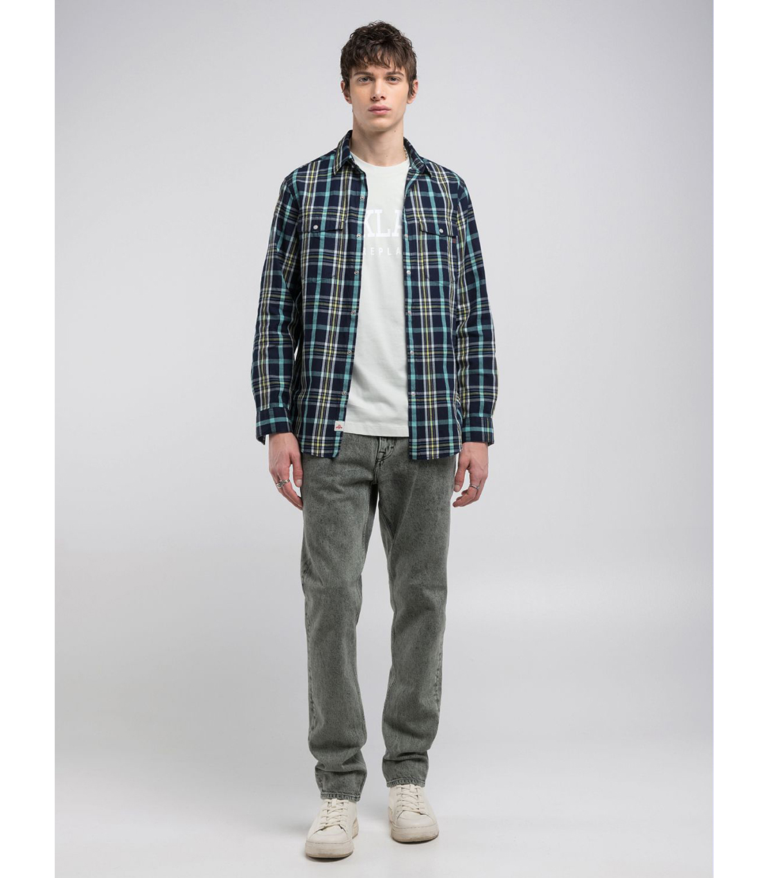 インディゴチェックシャツ 詳細画像 ネイビーグリーン 4